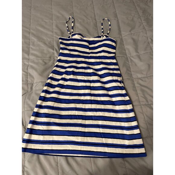 Blue & White Striped Sleeveless Dress By Gap Size 2 Cotton/Spandex Blend Casual - Picture 3 of 6